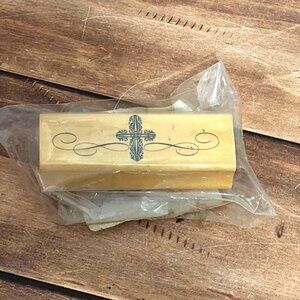 2011 MICHAELS 189429 CROSS WOOD MOUNTED RUBBER STAMP